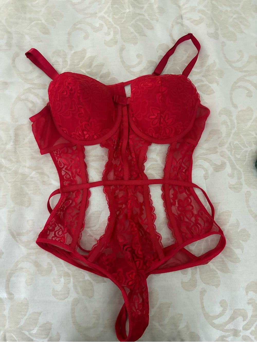 Red Lace Bodysuit Teddy - Women Intimates
